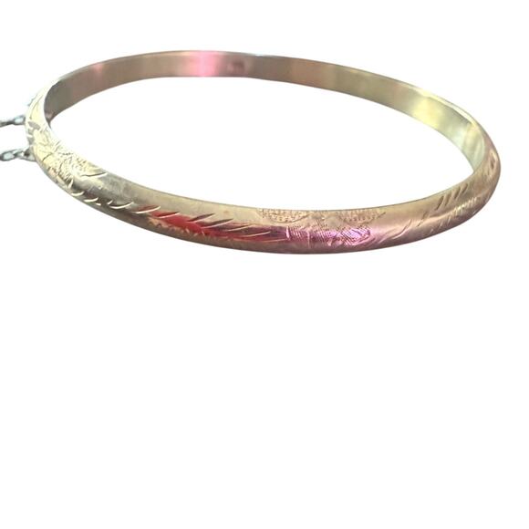 925 Sterling Silver Etched Bangle Bracelet - Picture 1 of 10